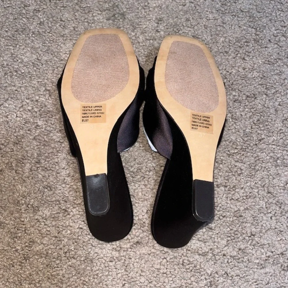 Silent D Katia Wedge Satin Twist Sandals Square Open Toe Chocolate Brown‎ 37 / 7